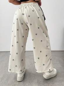 SHEIN PETITE CURVE 大码女式可爱蝴蝶结装饰宽松夏季长裤