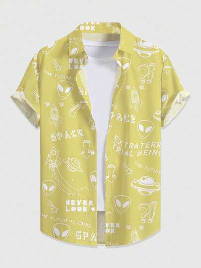 Prep Men's Summer Fashion All-Over Print Short Sleeve Shirt