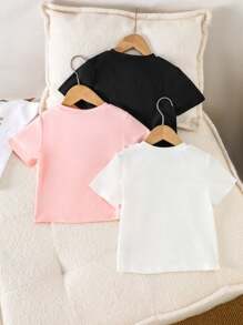 Tween Girl Cartoon Print Round Neck Short Sleeve Casual Versatile T-Shirt - White - View 2