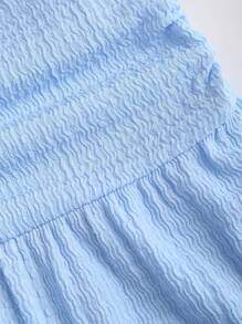 Sweetra Y2K 性感扭褶纹理面料阔腿连体裤 - 藍色 - 查看 6