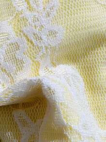 Swim Mod Women's Summer Holiday Beach Contrast Lace Halter Bikini Set - Yellow - View 6