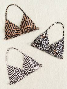 SHEIN 少女休闲舒适运动比基尼上衣三件套，买一送二