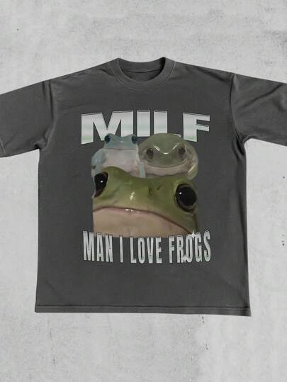 Glimmora 搞笑青蛙表情包图案圆领短袖休闲宽松女式上衣，适合春夏季日常穿着