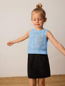 Maija Kids Maija Kids Young Girl Sleeveless Solid Color Fashion Sweater, Suitable For Summer - Blue - View 5