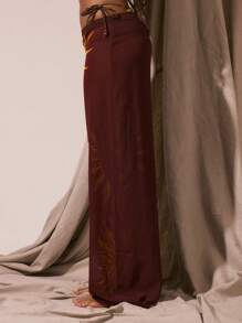 Musera Resort 图形太阳印花超长裙罩衫春夏季度假性感波西米亚风伊比沙岛节日海滩泳装沙滩秋季派对 - 彩色 - 查看 3