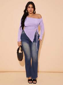 SHEIN BAE Plus Size Women's Solid Color Long Sleeve Top, Fashionable For Summer