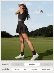 GLOWMODE Court To Club Colorblock Monochrome Design Pleated Dress Tennis Golf Pickleball Low Impact Daily Casual Wear