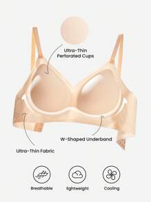 LUVLETTE Dream Curve Air Wireless Seamless Breathable Sheer T-Shirt Plunge No Show Underwear Nude Airy Sticky Basic SizeFreedom Bra
