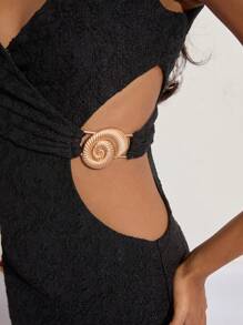 COSMINA 女士优雅金属扣 V 领长裙，适合春夏季度假