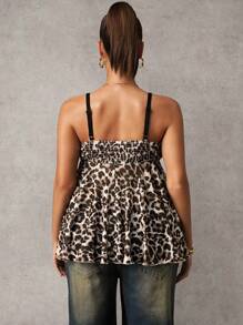 MaterniChic Umstandsmode Sommer Leoprint Patchwork Spitzen Trägerhemd