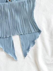 Soleia 休闲系带金属扣合身不对称下摆吊带背心 - 藍色 - 查看 7