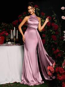 Coutiva 女士优雅晚会礼服，夏季时尚 - 粉色 - 查看 6