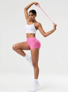 SHEIN Sports Seamless Women High Waist Ruched Tight Fit Yoga Shorts