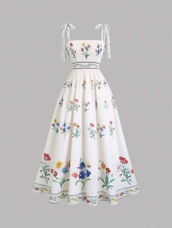 Sweetra 全新法式夏季碎花度假风女士紧身连衣裙