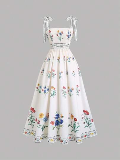 Sweetra New French Summer Ditsy Floral Vacation Vibe Bodycon Dress For Women