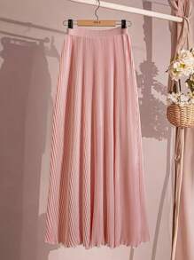 SHEIN Clasi Gonna elegante con vita elastica, colore unito, decorazione floreale 3D, taglie comode