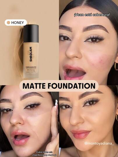 SHEGLAM Base De Maquillaje Mate Duradera Y Transpirable Complexion Pro-Base De Maquillaje Resistente Al Sudor Y A La Humedad, Control De La Grasa, Cobertura Total, Corrector Sin Poros, Resistente Al Agua, Impecable, Que No Se Desvanece, Base De Maquillaje LíQuida Liviana, Base De Maquillaje Para Navidad Y GraduacióN CumpleañOs Vacaciones Verano OtoñO Y2K Elegante Moda Mujeres NiñAs Marca Maquillaje CosméTico Belleza Fiesta Playa Viaje Camping Aire Libre Escuela Campus ExcursióN Festivales DecoracióN Regalo Presente Rosa Chica Cosplay Mejor Color Encanto Vibra