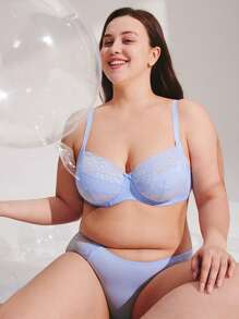 LUVLETTE Plus Woman Full Coverage Lingerie Lounge Curve Support & Breathable Underwire Sexy Unlined Minimizer Lace Elegance Bra Bridal Intimates