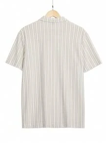 Manfinity Homme Áo thun polo tay ngắn cổ hở nửa sọc thường ngày cho nam, mùa hè - Nhiều màu - Xem 2