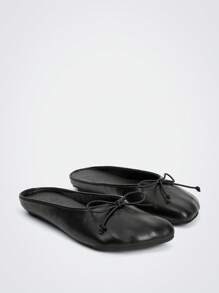 Maija 女士时尚个性化平头一脚蹬拖鞋 - 黑色 - 查看 2