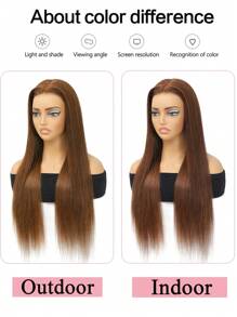 7X6 弹性闭合 预漂白 预拔 预切蕾丝 融化蕾丝 7x6 无胶蕾丝闭合假发 巧克力棕色 长款柔顺直发假发 100% 真人发 9AM HAIR - S1 - 查看 5