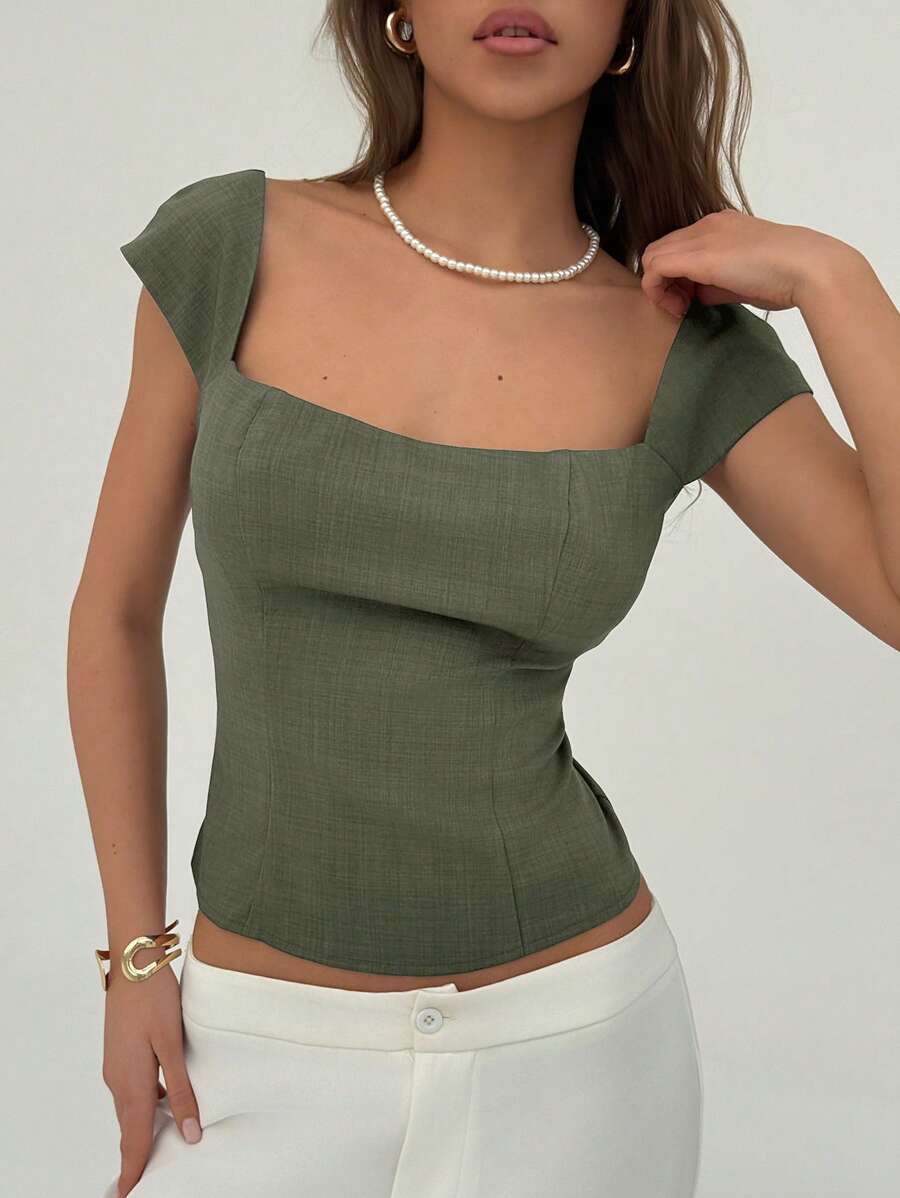 Nichi-Cut Belt Sexy Glossy Tops main image 0