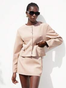 Femmeiva Women Two Pieces Outfits For Daily Wear Fall Cloth For Women - Apricot - View 3