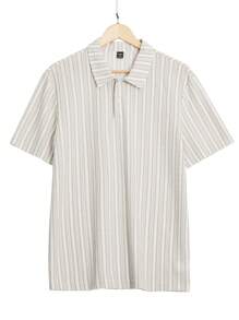 Manfinity Homme Áo thun polo tay ngắn cổ hở nửa sọc thường ngày cho nam, mùa hè - Nhiều màu - Xem 5
