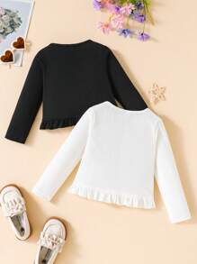 Elladie kids Bộ 3 chiếc áo len cardigan dài tay màu trơn cho nữ, phong cách tối giản, thích hợp mặc thường ngày vào mùa xuân và mùa hè - Nhiều màu - Xem 2