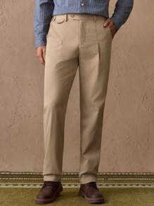 Manfinity VCAY Pantaloni casual da uomo con vita elastica, vestibilità comoda, gamba dritta, in tessuto lavorato a trama unita - Cachi - Visualizzare 5
