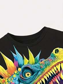 4pcs/Set Boys Casual Minimalist Pattern Short Sleeve Round Neck T-Shirts, Suitable For Summer - Multicolor - View 4