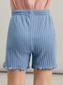 SHEIN Leap Crew 5pcs Young Girl/Girls Casual Solid Color Fitted Knit Shorts Set, Multi-Pack, Versatile For Commute, School, Daily Wear, Vacation, Suitable For Spring/Summer - Multicolor - View 2