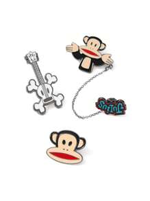 Paul Frank X SHEIN 3pcs/Set Zinc Alloy Funny & Cute Letter Style Decorative Brooch Pins - Multicolor - View 3