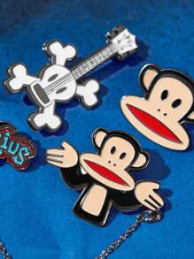 Paul Frank X SHEIN 3pcs/Set Zinc Alloy Funny & Cute Letter Style Decorative Brooch Pins - Multicolor - View 5