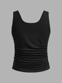 Slaydiva 2pcs/Set Buttoned Racerback Tank Top For Women, Pleated Design, Suitable For Summer - Multicolor - View 6