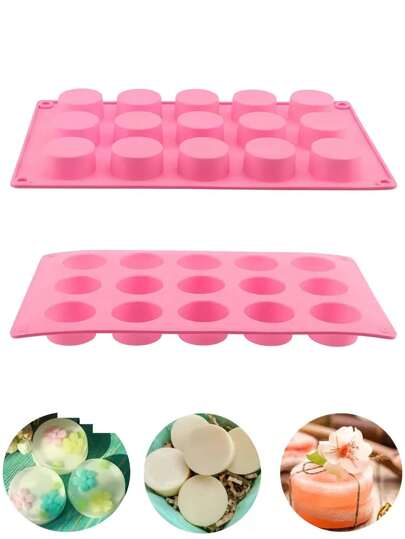 1pc Cylinder Silicone Soap Mold, 15 Cavity Round Silicone Molds For Handmade Soap, Lotion Bars, Bath Bombs,