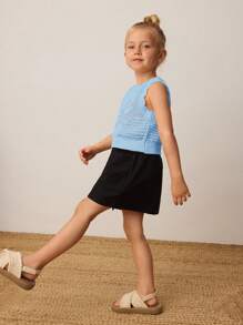 Maija Kids Maija Kids Young Girl Sleeveless Solid Color Fashion Sweater, Suitable For Summer - Blue - View 4