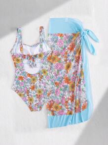 Swim Oasis Sweet Ditsy Floral Wide Strap Ruched Countryside Style Women Vacation Bikini Swimsuit 2 Pieces Set For Summer - Multicolor - View 8