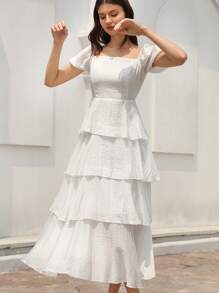 Aveloria Rosie 女式仙女纯色纹理面料连衣裙，夏季