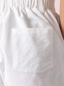 SUMWON Pantaloncini estivi a vita alta con pieghe, in misto lino, con tasche laterali, adatti per vacanze e spiaggia, moda giovanile per ragazze adolescenti