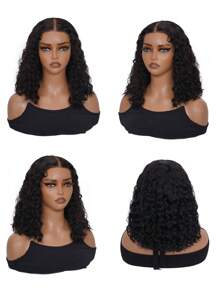 ALL READY WIG Wear And Go Glueless Wig Bob Wig Water Wave Human Hair 5x6 Lace Closure Wigs Human Hair Wigs For Women Human Hair Glueless Wigs With Pre-Baby Hair 5x6 Closure Wigs Human Hair Pre Plucked Bob Vacation Outfits Travel Festival Prom Outdoor Cosplay Campus School Beach Wedding Camping Holiday Outfits Summer Outfits Vacay Vibes Charm Elegant Casual Y2k Fashion Styles Ss25 Keywords - Natural Black - View 4
