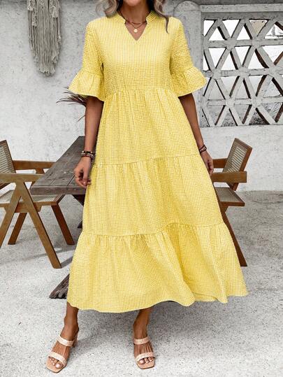 EMERY ROSE 女士纯色短袖中长连衣裙，夏季时尚