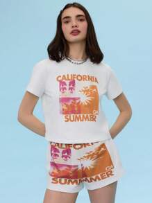 COUREZ California Print Shorts /Summer Outfits For Women Spring Summer Shorts/Y2K/Casual Cotton Cotton Vintage