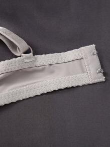 1pc Romantic Solid Color Underwire Supportive Adjustable Bra, Women's - Khaki - View 5