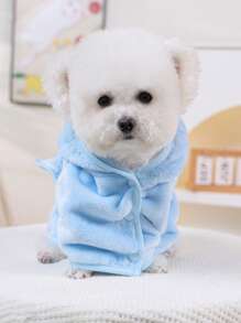 PETSIN 1pc Pet Absorbent Towel, Soft Thick Quick Dry Elephant Hooded Bathrobe, Adjustable Strap For Dog Bathing & Grooming