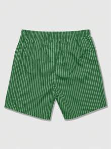 ROMWE MEN Prep Men's Casual Striped Print Drawstring Shorts, Suitable For Summer