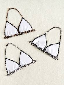 SHEIN 少女休闲舒适运动比基尼上衣三件套，买一送二