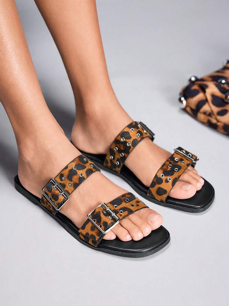 CUCCOO GRLICON Women's Flat Sandals, Y2K Style, Punk Rock, Biker, Cool Girl, Suitable For Halloween, Christmas, Party