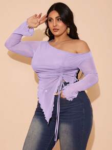 SHEIN BAE Plus Size Women's Solid Color Long Sleeve Top, Fashionable For Summer