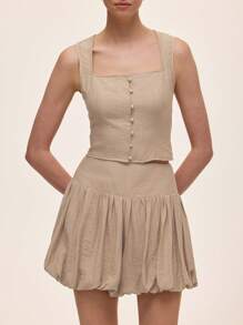 Chiquease Trang phục hai mảnh dành cho phụ nữ mặc hàng ngày - Màu Khaki - Xem 3